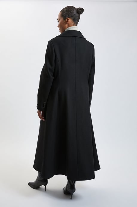 Plus Size Wool Tailored Flared Skirt Midi Coat - Image 3