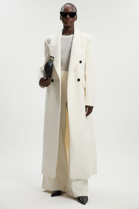 Petite Brushed Wool Oversized Double Breasted Tailored Maxi Coat - Image 1