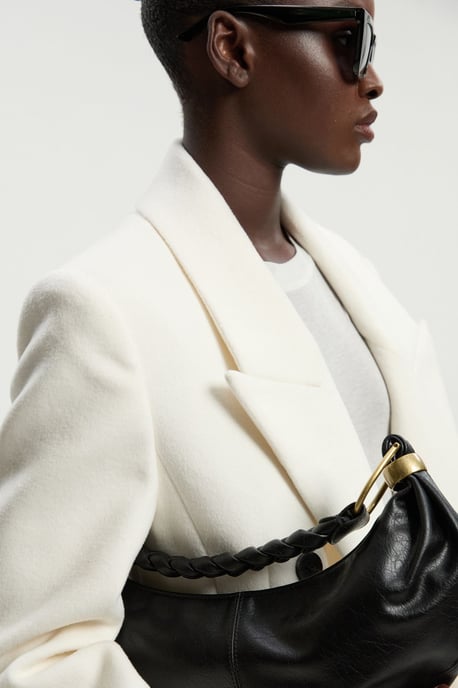 Petite Brushed Wool Oversized Double Breasted Tailored Maxi Coat - Image 2