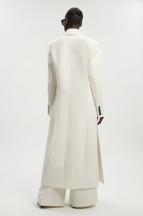 Petite Brushed Wool Oversized Double Breasted Tailored Maxi Coat - Image 4