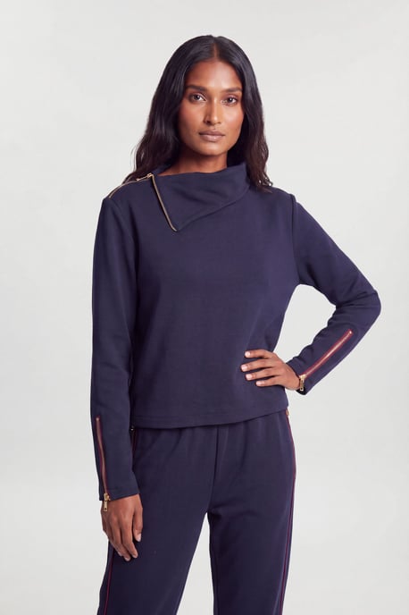 Viscose Blend Off Duty Zip Detail Sweatshirt - Image 4