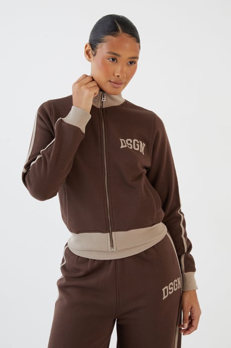 DSGN Studio Colour Block Zip Through Sweatshirt - Image 1