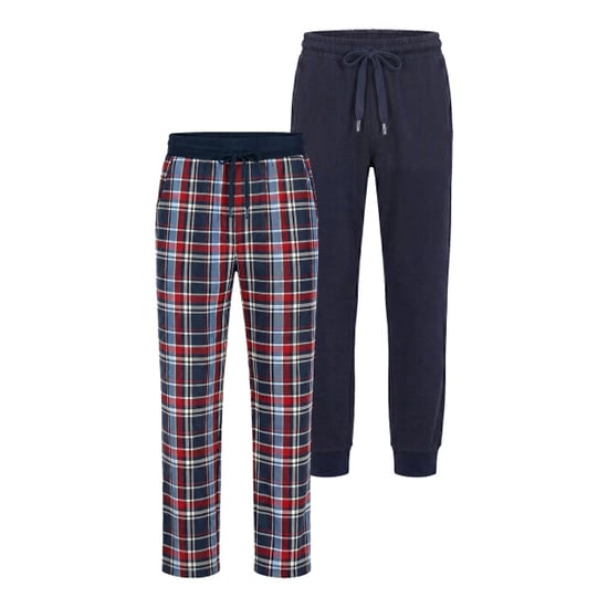 Phil & Co Heren lange pyjamabroeken 2-pack blauw/rood geruit - Image 1