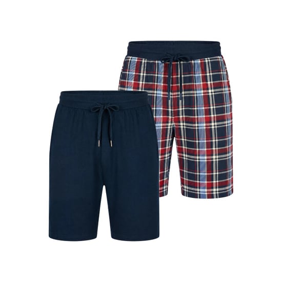 Phil & Co Heren korte pyjamabroeken 2-pack blauw/rood geruit - Image 1