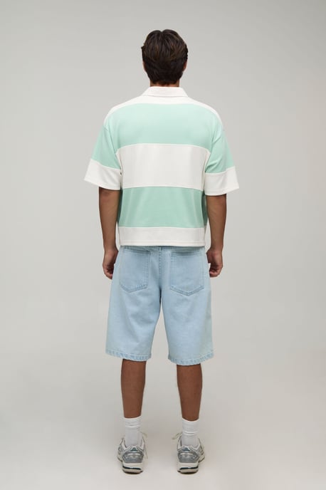 Oversized Half Sleeve Embroidered Interlock Rugby Polo - Image 2