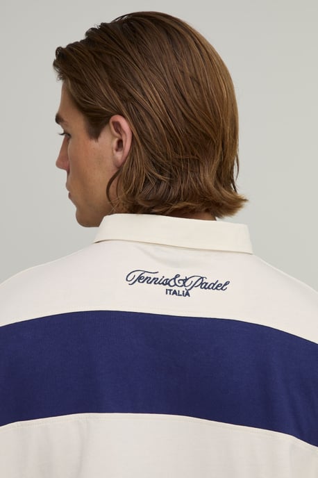 Oversized Boxy Long Sleeve Sleeve Italia Stripe Rugby Polo - Image 3