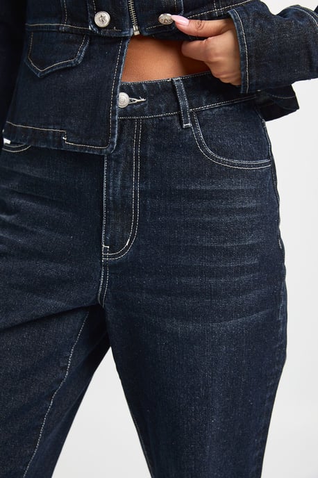 High Waist Turn Up Straight Leg Jean - Image 4