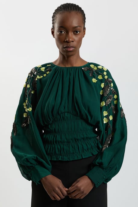Hand Embellished Floral Occasion Top - Image 1