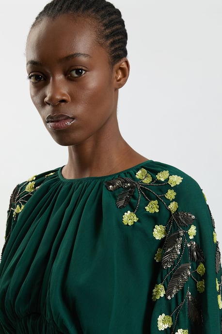 Hand Embellished Floral Occasion Top - Image 2