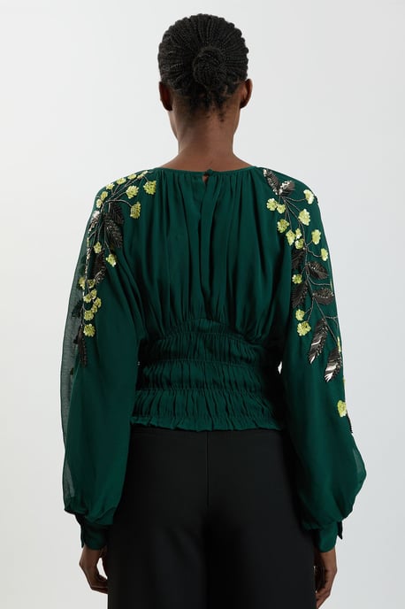 Hand Embellished Floral Occasion Top - Image 3