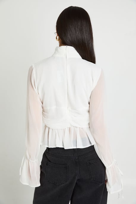 Gathered Blouson Sleeve Blouse - Image 2