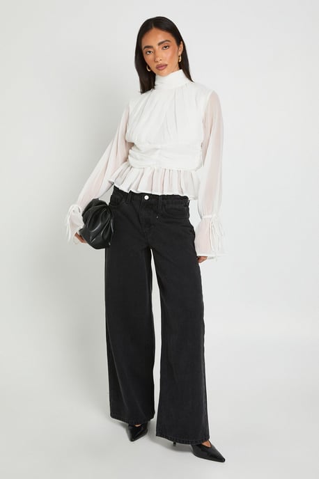 Gathered Blouson Sleeve Blouse - Image 3