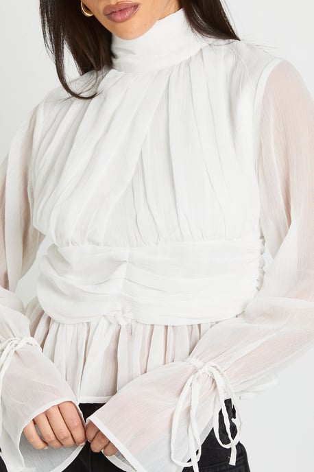 Gathered Blouson Sleeve Blouse - Image 4