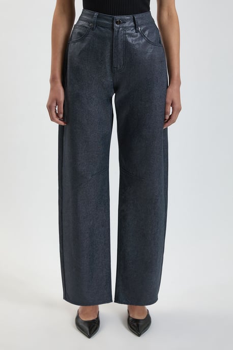 Petite Metallic Denim Coated Barrel Jean - Image 2