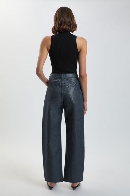 Petite Metallic Denim Coated Barrel Jean - Image 3