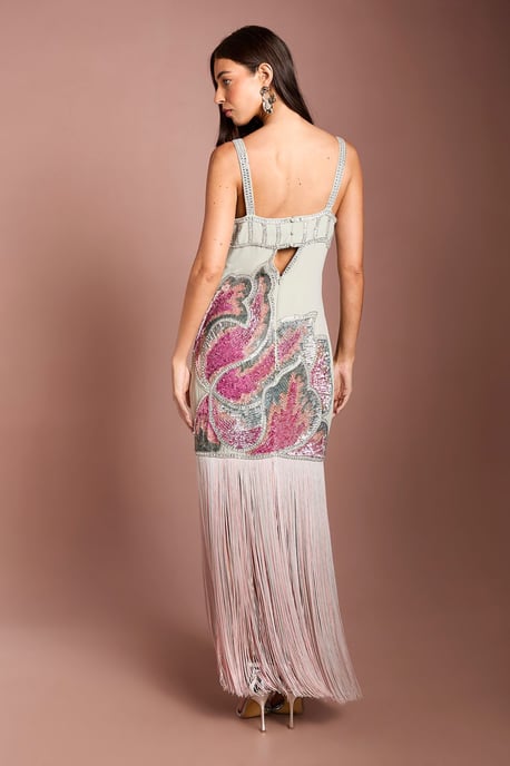Muse Floral Embellished Stretch Fringe Dress - Image 3
