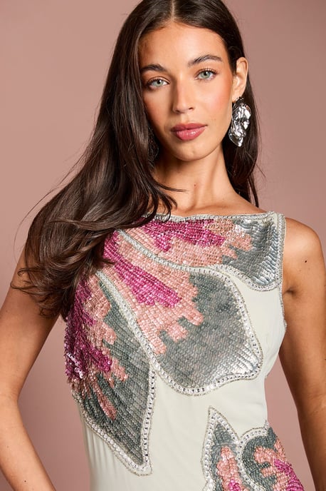 Muse Floral Embellished Stretch Fringe Dress - Image 4