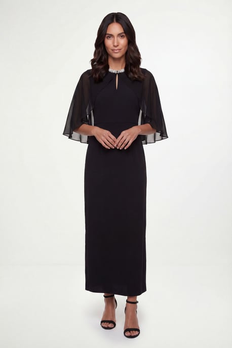 Embellished Cape Maxi Dress - Image 1