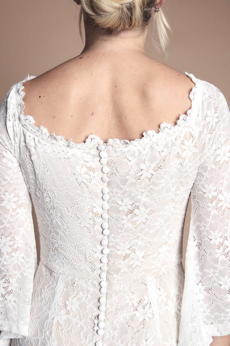 Coast Honoured Petite Bardot Boho Lace Fishtail Wedding Dress - Image 4
