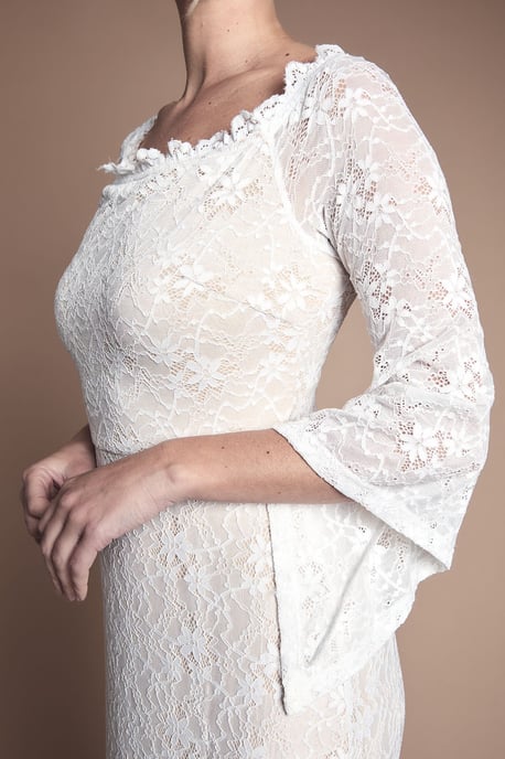Coast Honoured Petite Bardot Boho Lace Fishtail Wedding Dress - Image 5