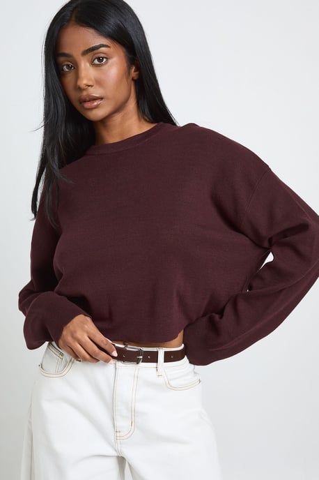Round Neck Long Sleeve Knitted Top - Image 1