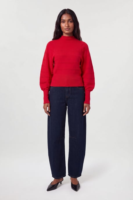 Wool Look Rib Detail Long Sleeve Knitted Top - Image 1