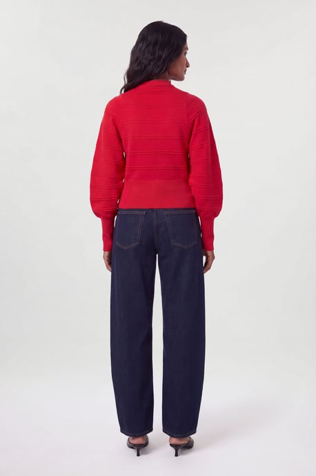 Wool Look Rib Detail Long Sleeve Knitted Top - Image 2
