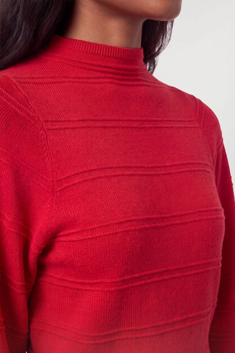Wool Look Rib Detail Long Sleeve Knitted Top - Image 3