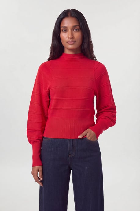 Wool Look Rib Detail Long Sleeve Knitted Top - Image 4