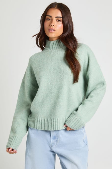 High Neck Boucle Knit Jumper - Image 1