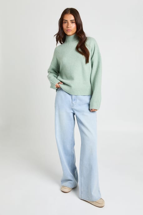 High Neck Boucle Knit Jumper - Image 3