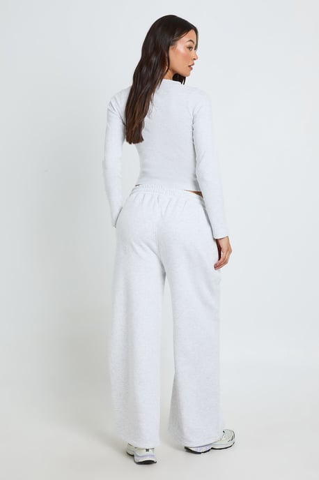 Petite Rib Button Through Long Sleeve Top Tracksuit - Image 2