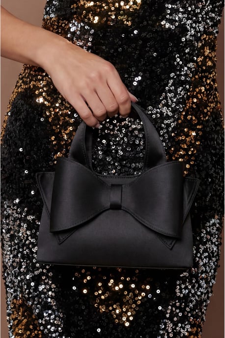 Olivia Satin Bow Detail Grab Bag With Crossbody Strap - Image 1