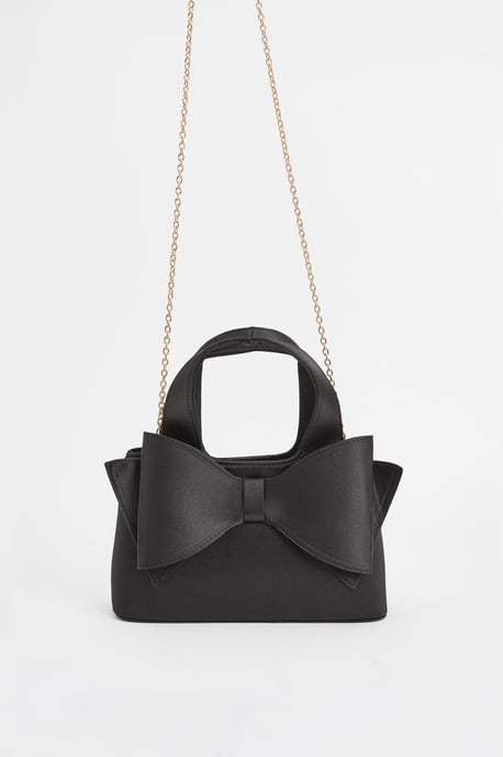 Olivia Satin Bow Detail Grab Bag With Crossbody Strap - Image 2