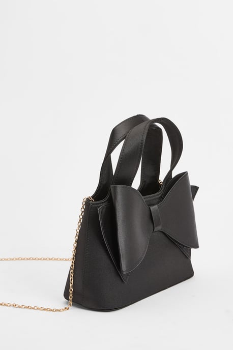 Olivia Satin Bow Detail Grab Bag With Crossbody Strap - Image 3