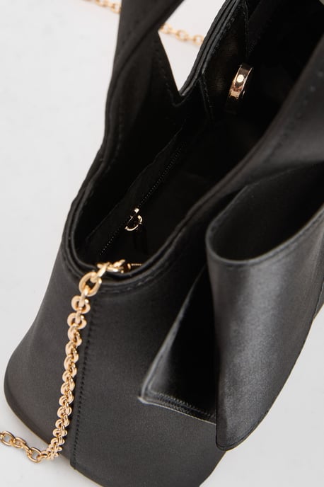 Olivia Satin Bow Detail Grab Bag With Crossbody Strap - Image 4