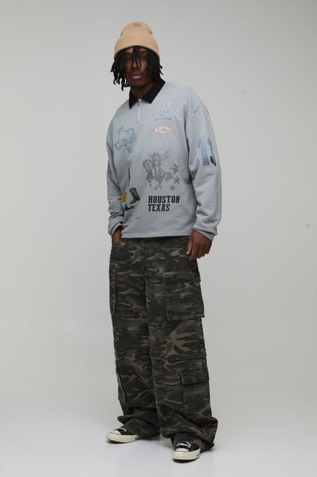 Tall Camo Print Zip Off 2-in-1 Baggy Cargo Trousers - Image 4