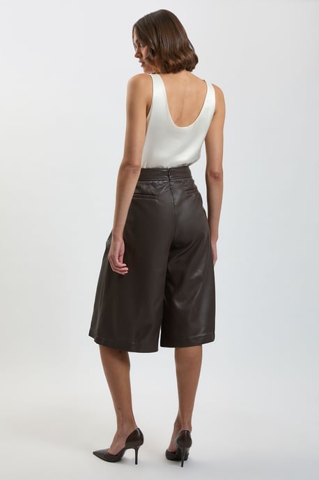 Faux Leather Tab Detail Shorts - Image 3