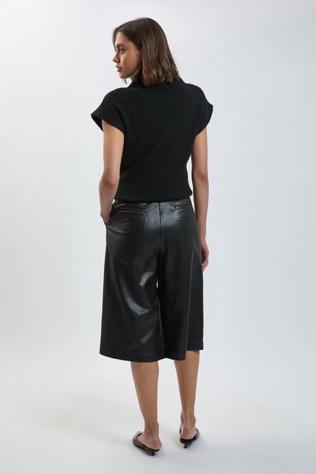 Faux Leather Tab Detail Shorts - Image 3