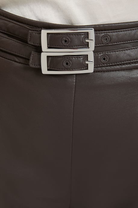 Faux Leather Tab Detail Shorts - Image 4