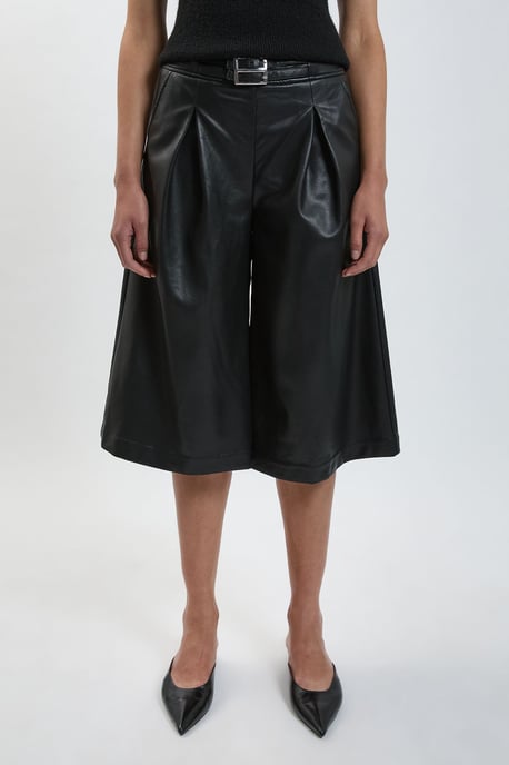 Faux Leather Tab Detail Shorts - Image 4
