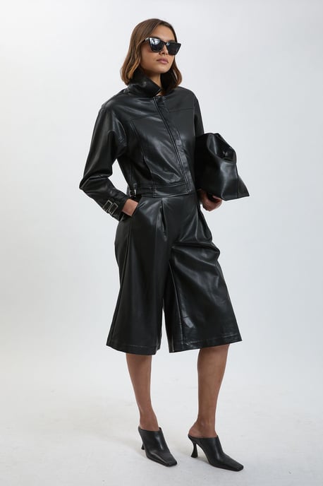 Faux Leather Tab Detail Shorts - Image 5