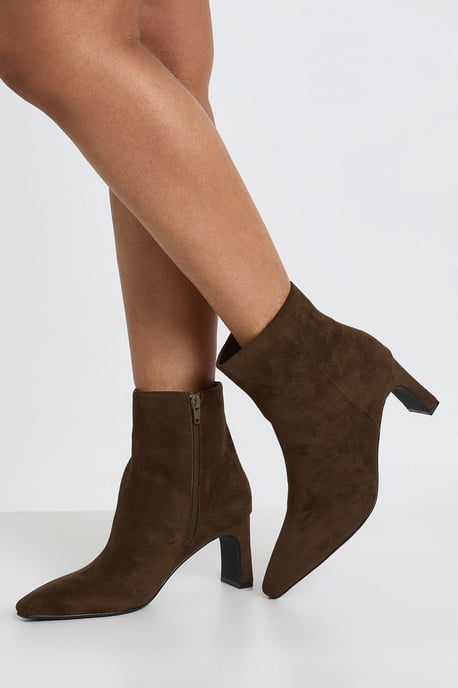 Low Heel Faux Suede Ankle Boots - Image 1