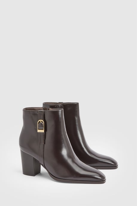 Sophie Faux Leather Buckle Detail Ankle Boots - Image 1