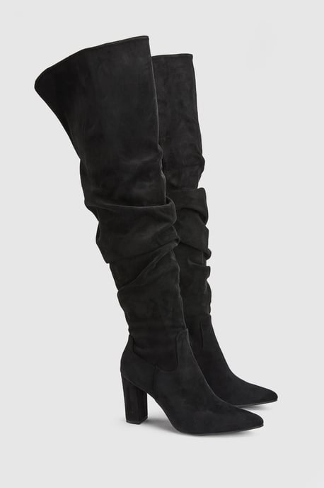 Mindy Wide Fit Faux Suede Block Heel Boots - Image 2