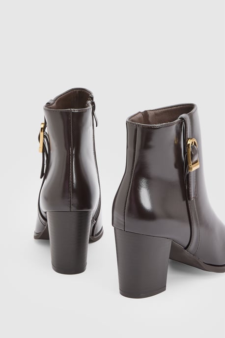Sophie Faux Leather Buckle Detail Ankle Boots - Image 2