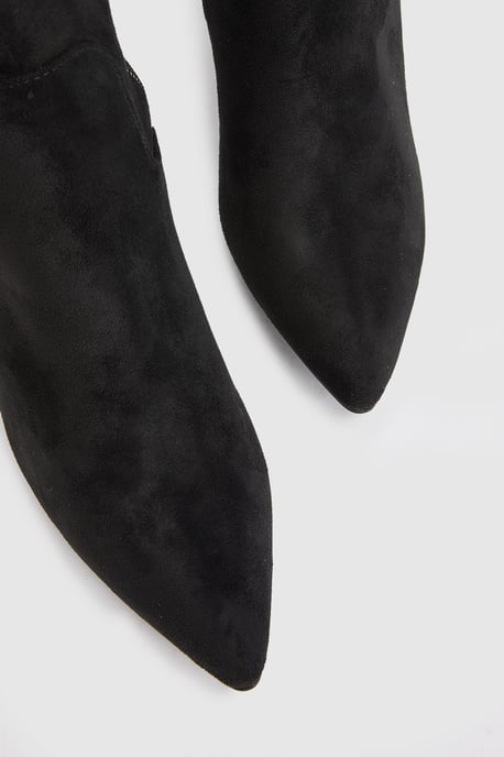 Mindy Wide Fit Faux Suede Block Heel Boots - Image 4