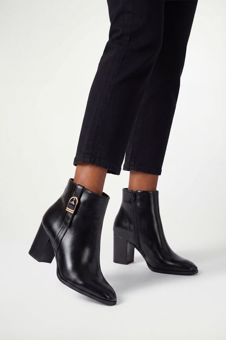 Sophie Faux Leather Buckle Detail Ankle Boots - Image 1