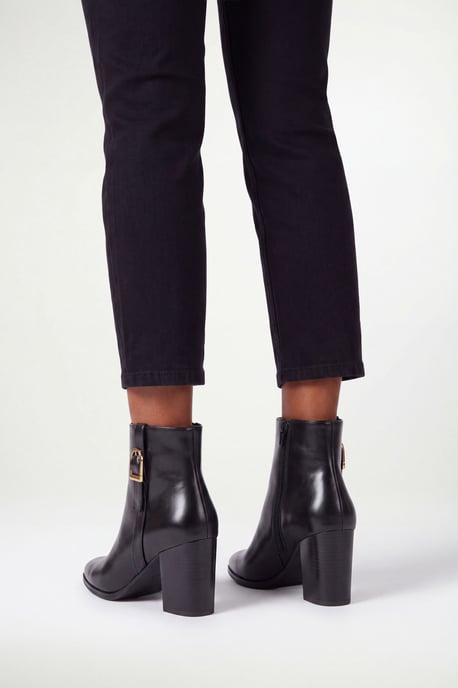 Sophie Faux Leather Buckle Detail Ankle Boots - Image 2
