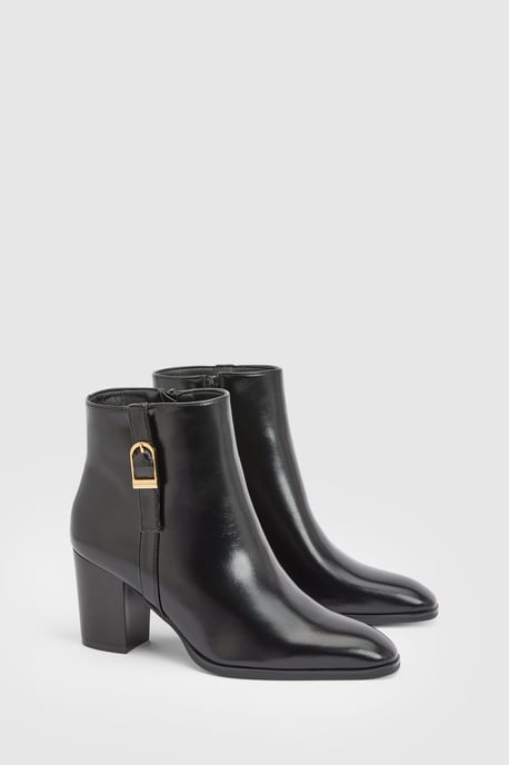 Sophie Faux Leather Buckle Detail Ankle Boots - Image 3
